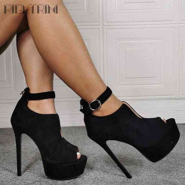 sandals ribetrini nieuwe fashion show peep toe hoge hakken vrouwen sandalen cover hak platform suede elegante merk zomer schoenen vrouw 2204, Black
sandals ribetrini nieuwe fashion show peep toe hoge hakken vrouwen sandalen cover hak platform suede elegante merk zomer schoenen vrouw 2204, Black