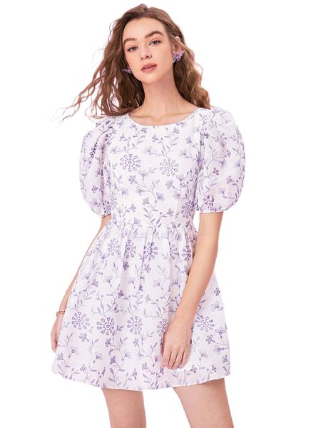 mod floral embroidery puff sleeve tie backless a-line dress f6xb#, Black;gray
mod floral embroidery puff sleeve tie backless a-line dress f6xb#, Black;gray