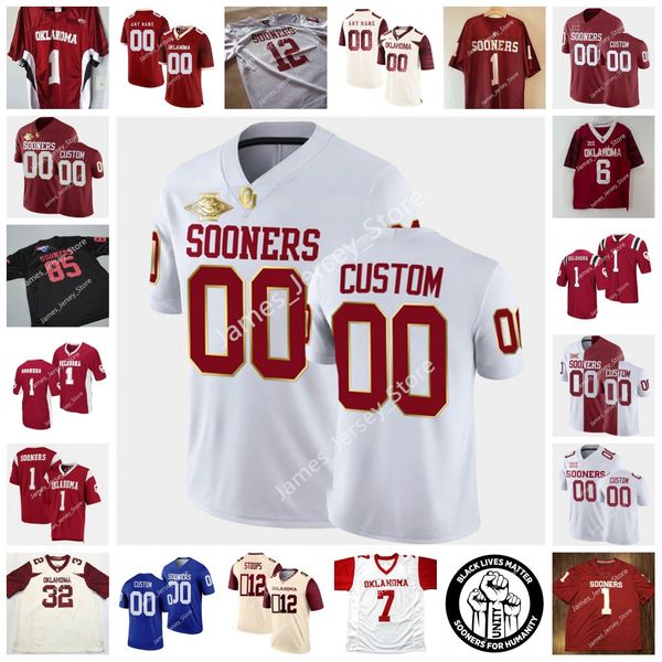 Image of American College Football Wear NCAA Oklahoma OU College Stitched football Jersey 2 CeeDee Lamb 24 Rodney Anderson 5 Marquise Brown 6 Baker Mayfield 1 Jalen Hurts 10 Th