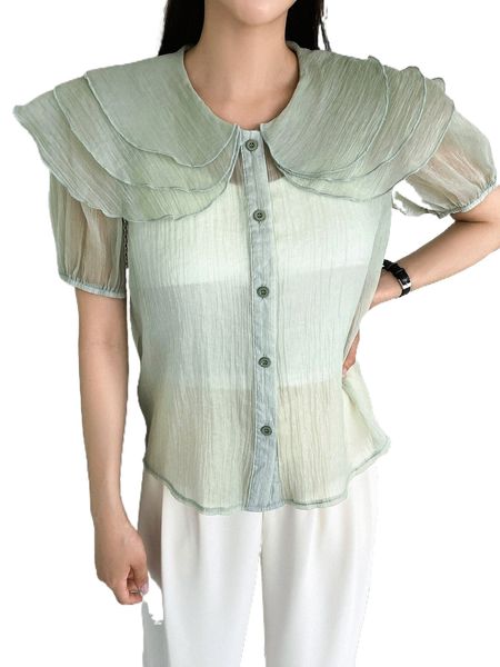 dazy statement collar puff sleeve blouse without bra s4my#, White
dazy statement collar puff sleeve blouse without bra s4my#, White