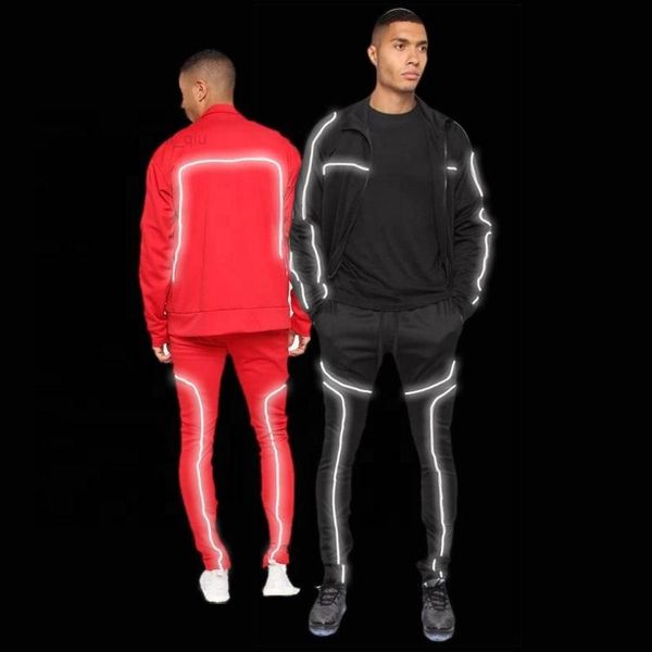 tracksuits sportswear men's suit full-body reflective strip fitness casual custom outwear training clothes tracksuit men sets, Gray
tracksuits sportswear men's suit full-body reflective strip fitness casual custom outwear training clothes tracksuit men sets, Gray