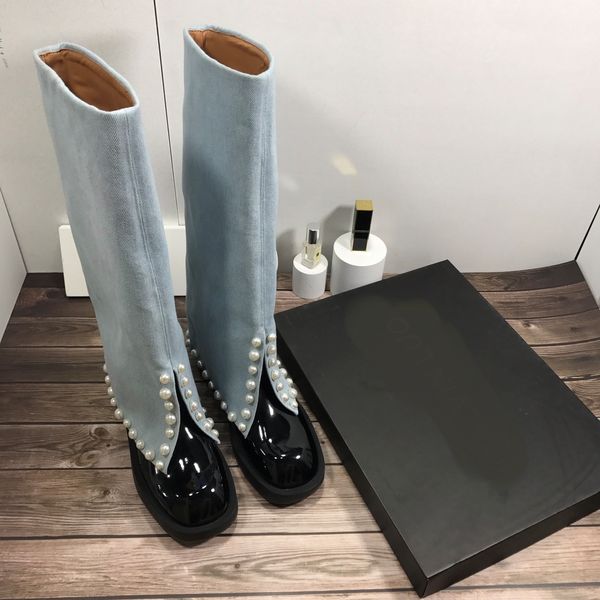 fashion-autumn and winter women pearl long trousers boot fashion temperament booties british style retro knight boots comfort, Black
fashion-autumn and winter women pearl long trousers boot fashion temperament booties british style retro knight boots comfort, Black