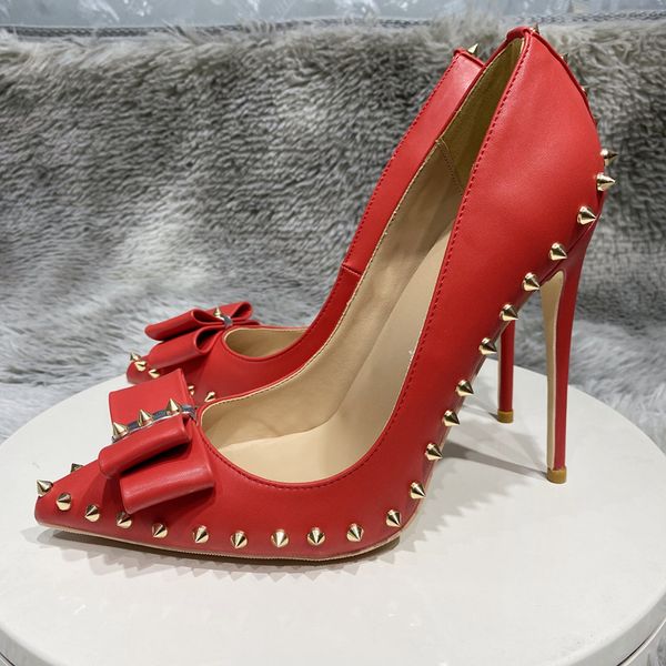 fashion brand red matte leather stiletto heels shoes gold spikes bowtie women pointy toe high heel shoes dress pumps for party plus size 33-, Black
fashion brand red matte leather stiletto heels shoes gold spikes bowtie women pointy toe high heel shoes dress pumps for party plus size 33-, Black
