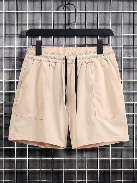 men drawstring waist shorts 205u#, White;black