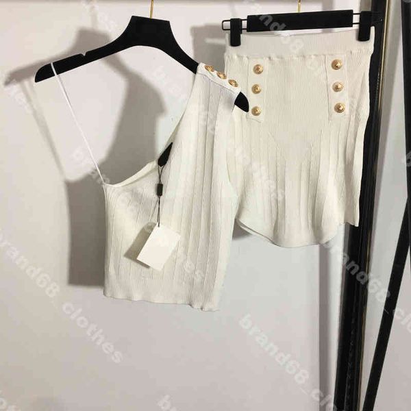 22ss news women designer slip vest dress set wool knit strapless tanks metal buttons hip skirt 3 colors bal..aga logo brand female apparel s, White
22ss news women designer slip vest dress set wool knit strapless tanks metal buttons hip skirt 3 colors bal..aga logo brand female apparel s, White