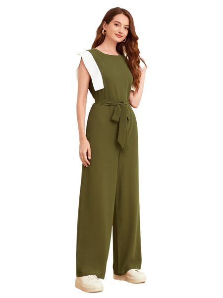 contrast trim zip back belted jumpsuit n8d1#, Black;white
contrast trim zip back belted jumpsuit n8d1#, Black;white