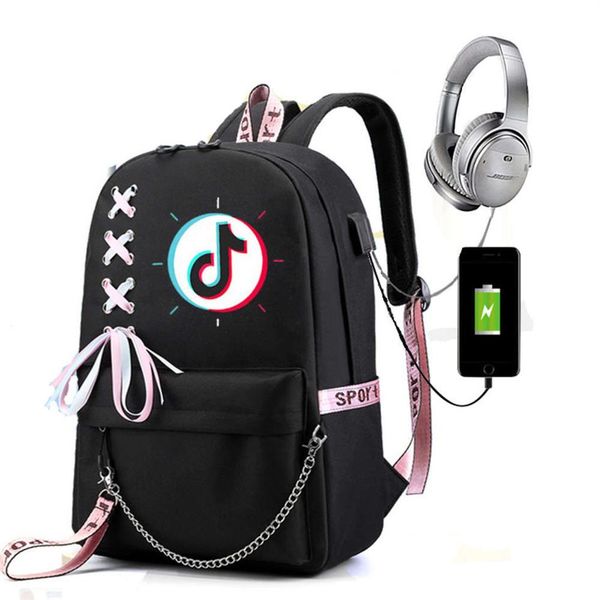 backpack shoulder bag tik tok tiktok usb bag korean pack leisure pack176e