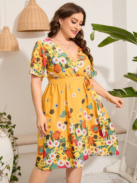4xl 5xl plus size midi dress women 2022 summer v neck short sleeve floral print yellow beach dresses, Black
4xl 5xl plus size midi dress women 2022 summer v neck short sleeve floral print yellow beach dresses, Black