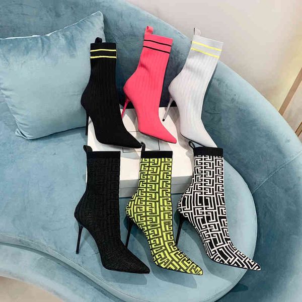 boots women's shoes spring mid calf knitting elastic fabric women's boots super high heel pointed toe zapatos de mujer, Black
boots women's shoes spring mid calf knitting elastic fabric women's boots super high heel pointed toe zapatos de mujer, Black