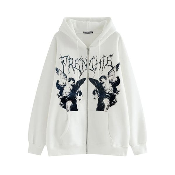 women's y2k hoodie zip-up sweatshirt angel printing jacket loose long sleeve pockets streetwear hip hop fashion men women coat 220817, Black
women's y2k hoodie zip-up sweatshirt angel printing jacket loose long sleeve pockets streetwear hip hop fashion men women coat 220817, Black
