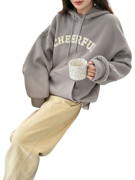 dazy-less letter graphic drop shoulder drawstring hoodie without tee b09g#, Black 
dazy-less letter graphic drop shoulder drawstring hoodie without tee b09g#, Black