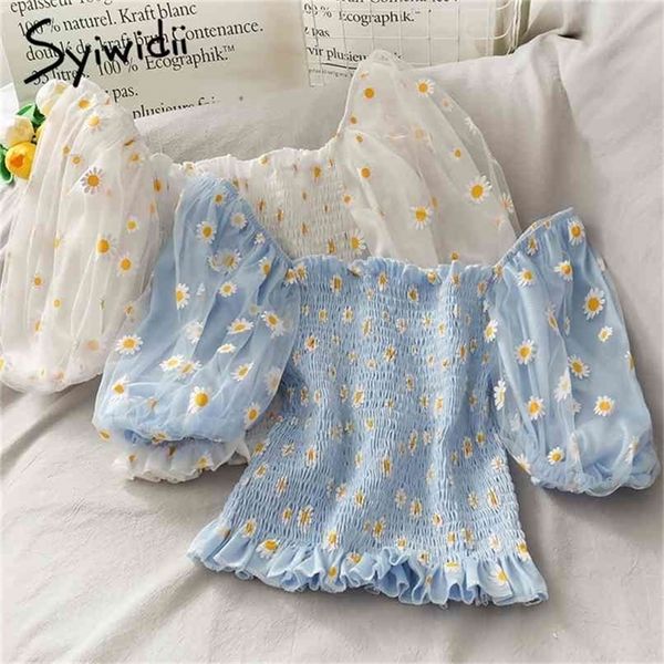 floral print mesh blouses womens summer fashion folds off shoulder puff sleeve short shirts blue pink purple 210607, White
floral print mesh blouses womens summer fashion folds off shoulder puff sleeve short shirts blue pink purple 210607, White