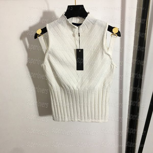 luxury knit tanks designer womens summer spring sleeveless slim fit knitted tank 3 colors, White
luxury knit tanks designer womens summer spring sleeveless slim fit knitted tank 3 colors, White