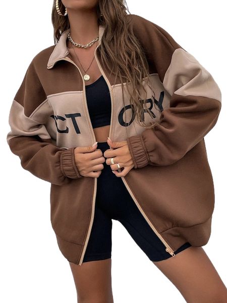 letter graphic two tone drop shoulder zip up sweatshirt b984#, Black
letter graphic two tone drop shoulder zip up sweatshirt b984#, Black