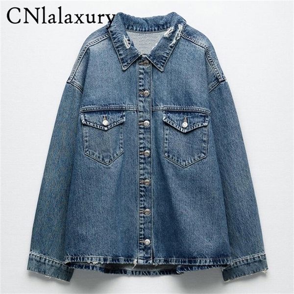 cnlalaxury vintage blue jean denim jacket women oversized coat fall spring casual big pocket single breasted outwear 220725, Black;brown
cnlalaxury vintage blue jean denim jacket women oversized coat fall spring casual big pocket single breasted outwear 220725, Black;brown
