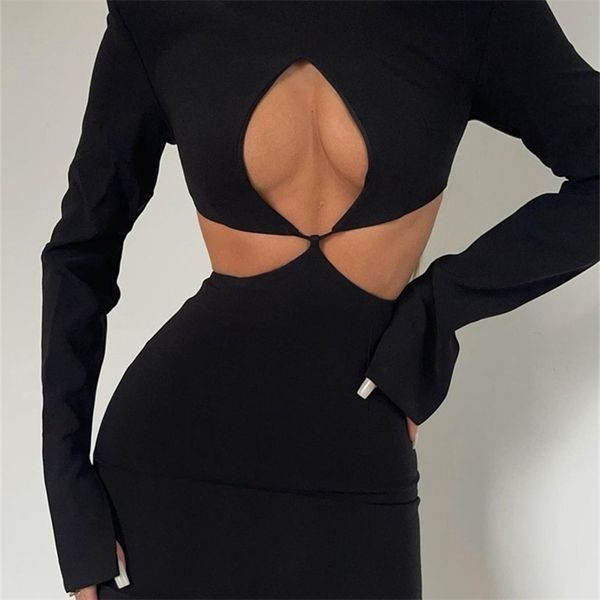 dulzura autumn winter women solid long sleeve hollow out high neck mini dress shoulder pad bodycon elegant party club 220614, Black;gray
dulzura autumn winter women solid long sleeve hollow out high neck mini dress shoulder pad bodycon elegant party club 220614, Black;gray
