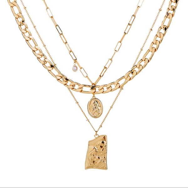 2022 retro fashion heavy metal texture relief pendant necklace sweater chain women simple multi-layer necklace manufacturer wholesale, Silver
2022 retro fashion heavy metal texture relief pendant necklace sweater chain women simple multi-layer necklace manufacturer wholesale, Silver