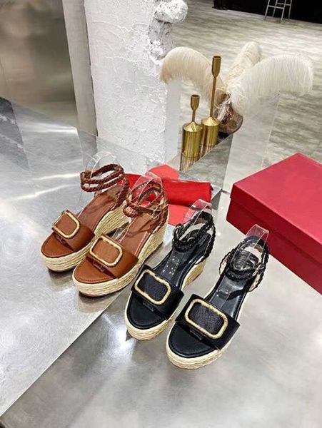 simple 100% grass woven women's slope heel sandals fashion diamond stitched leather 8.5cm high size 35-40, Black
simple 100% grass woven women's slope heel sandals fashion diamond stitched leather 8.5cm high size 35-40, Black