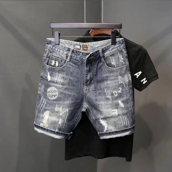 men's jeans summer 2022 cropped men's korean straight hole denim mid fashion japanese shorts thin low rise cargo pants menmen', Blue
men's jeans summer 2022 cropped men's korean straight hole denim mid fashion japanese shorts thin low rise cargo pants menmen', Blue