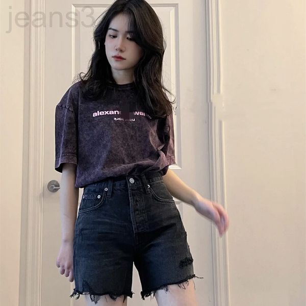 women's t-shirt designer aw dawangjia 2022 spring and summer washed old letter printed t-shirt casual loose round neck short sleeve men, White
women's t-shirt designer aw dawangjia 2022 spring and summer washed old letter printed t-shirt casual loose round neck short sleeve men, White