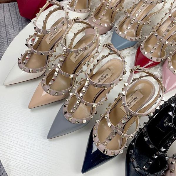 brand women wedding shoes high heel rivets sandals thin heel pointed toes 10cm super high women sandal valentinoe''valentinoity, Black
brand women wedding shoes high heel rivets sandals thin heel pointed toes 10cm super high women sandal valentinoe''valentinoity, Black