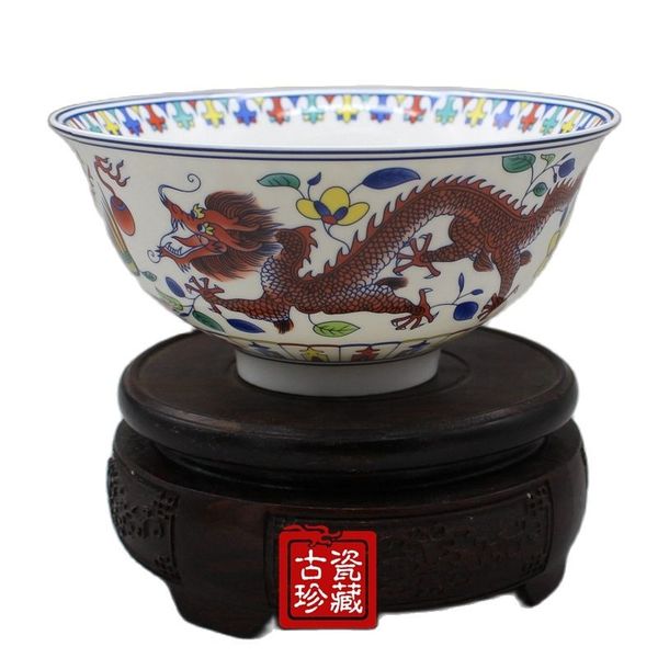 china old porcelain blue and white five colored double dragon bowls, Black
china old porcelain blue and white five colored double dragon bowls, Black
