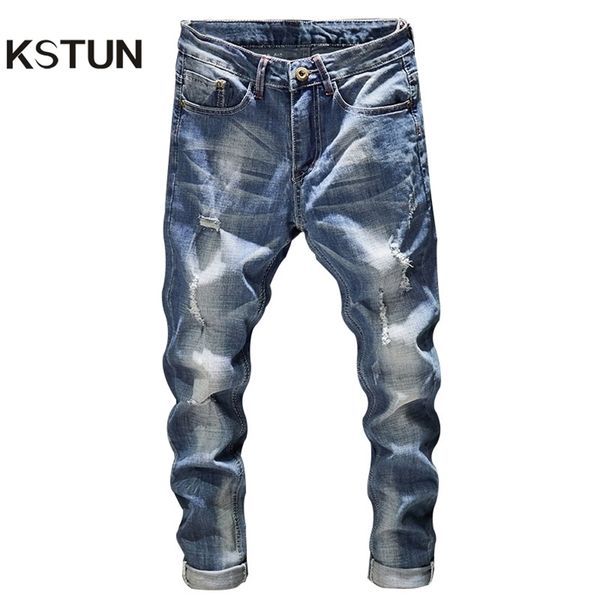 ripped jeans men slim fit light blue stretch fashion streetwear frayed hip hop distressed casual denim jeans pants male trousers t200614
ripped jeans men slim fit light blue stretch fashion streetwear frayed hip hop distressed casual denim jeans pants male trousers t200614