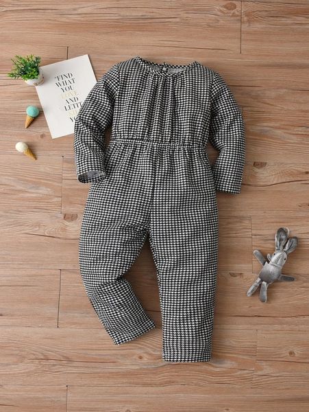 toddler girls houndstooth print jumpsuit she, Blue