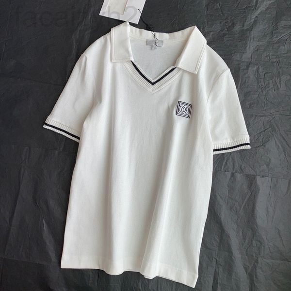 women's t-shirt designer 2022 summer new style small fragrance casual and versatile v lapel contrast embroidery letters short sleeve wo, White
women's t-shirt designer 2022 summer new style small fragrance casual and versatile v lapel contrast embroidery letters short sleeve wo, White