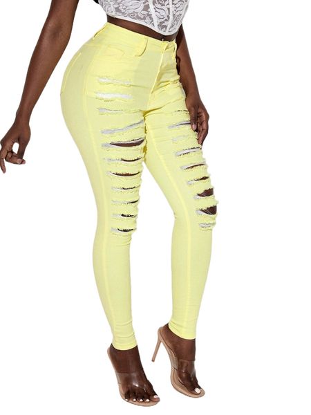 sxy high waist ripped jeans d702#, Blue