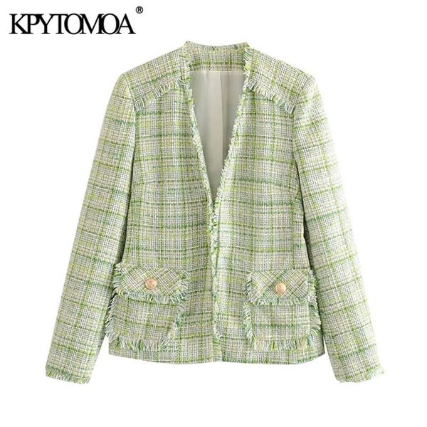 kpytomoa women 2020 fashion office wear frayed trims tweed blazer coat vintage long sleeve pockets female outerwear chic lj201021, White;black
kpytomoa women 2020 fashion office wear frayed trims tweed blazer coat vintage long sleeve pockets female outerwear chic lj201021, White;black