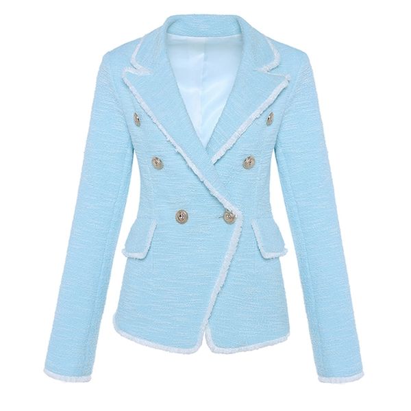 high street fashion designer blazer women s double breasted lion buttons tassel fringe tweed blazer jacket lj201021, White;black
high street fashion designer blazer women s double breasted lion buttons tassel fringe tweed blazer jacket lj201021, White;black