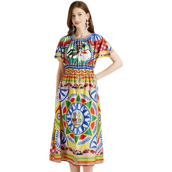 summer retro print party pleated dress woman designer short sleeve o-neck runway elegant prom cocktail dresses 2022 sweet girl casual vacati, Black;gray
summer retro print party pleated dress woman designer short sleeve o-neck runway elegant prom cocktail dresses 2022 sweet girl casual vacati, Black;gray