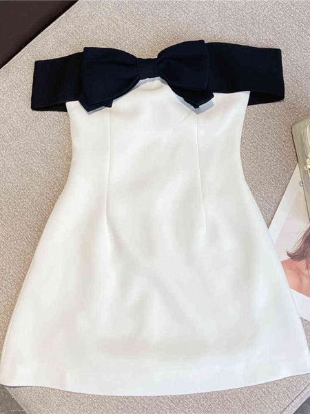 premium summer collection sleeveless black bow strapless high waist white slim short dress women ge647, Black;gray 
premium summer collection sleeveless black bow strapless high waist white slim short dress women ge647, Black;gray