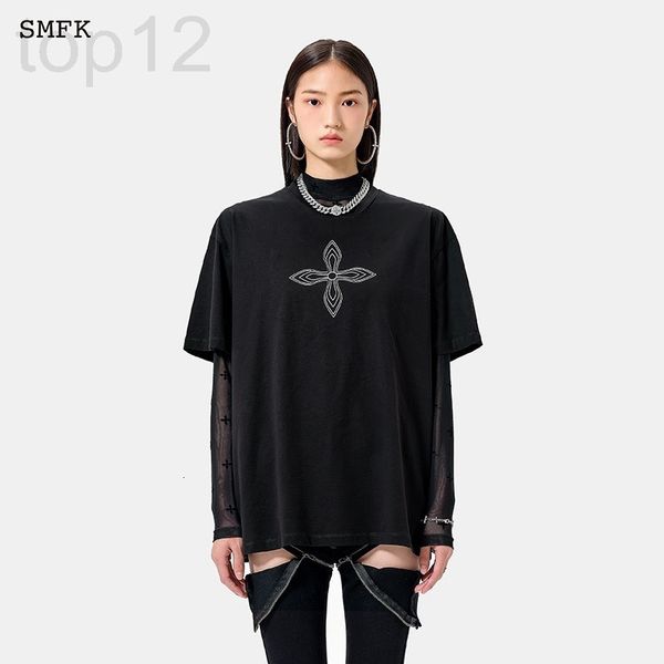 women's t-shirt designer chaopai 22 new printed short sleeved t-shirt + long high neck shirt elastic mesh flocking process cross bottom, White
women's t-shirt designer chaopai 22 new printed short sleeved t-shirt + long high neck shirt elastic mesh flocking process cross bottom, White