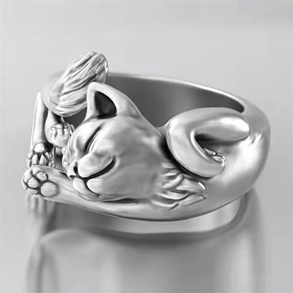 european and american retro cute lucky cat shape female opening band rings prom ring exquisite girl gift new fashion jewelry a417, Silver
european and american retro cute lucky cat shape female opening band rings prom ring exquisite girl gift new fashion jewelry a417, Silver