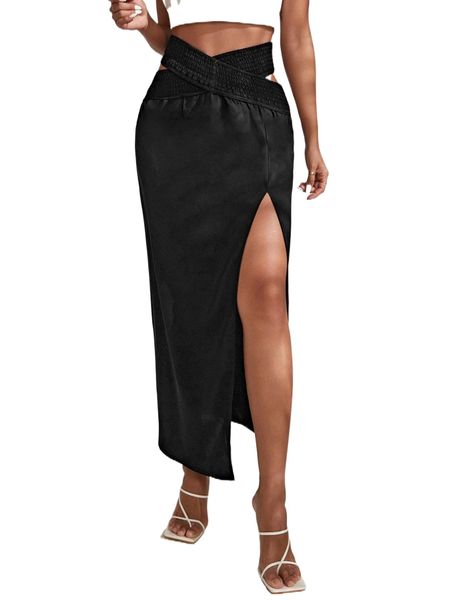 crisscross waist split thigh skirt f4ae#, Black
crisscross waist split thigh skirt f4ae#, Black