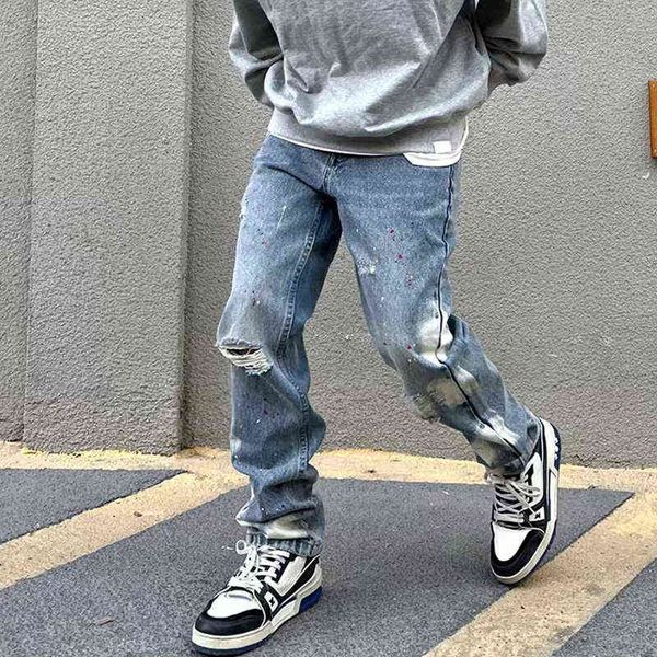 ink hip hop painted hole frayed casual denim trousers mens and women harajuku straight patchwork baggy oversized jeans pants t220803, Blue
ink hip hop painted hole frayed casual denim trousers mens and women harajuku straight patchwork baggy oversized jeans pants t220803, Blue