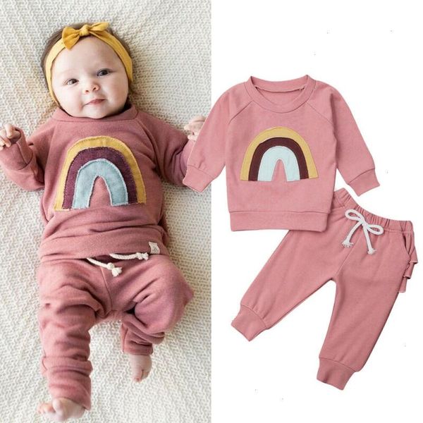 2pcs newborn infant baby girl clothes set rainbow long sleeve hoodie ruffle leggings pants fall winter outfits 0-3y, White
2pcs newborn infant baby girl clothes set rainbow long sleeve hoodie ruffle leggings pants fall winter outfits 0-3y, White