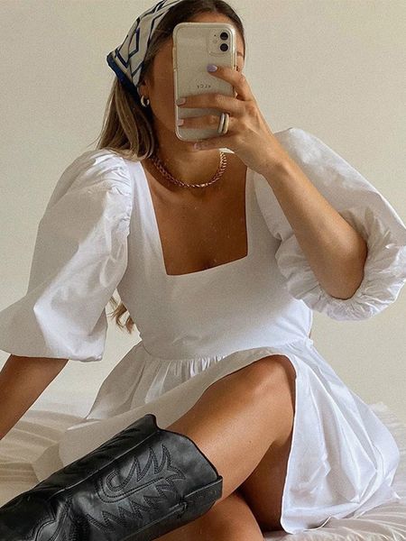 women summer casual dresses fashion white elegant puff sleeve backless party beach dress vacation mini dresses, Black;gray
women summer casual dresses fashion white elegant puff sleeve backless party beach dress vacation mini dresses, Black;gray