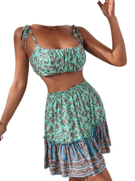 floral print tie shoulder crop cami & ruffle hem skirt s1sm#, White
floral print tie shoulder crop cami & ruffle hem skirt s1sm#, White