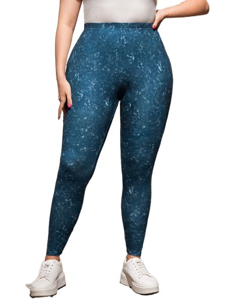 plus tie dye leggings i1bl#, Black