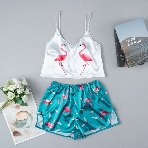 animal cartoon print lovely sleepwear home suit summer v neck pyjamas women spaghetti strap loose satin female pajama sets 220329, Black;red
animal cartoon print lovely sleepwear home suit summer v neck pyjamas women spaghetti strap loose satin female pajama sets 220329, Black;red