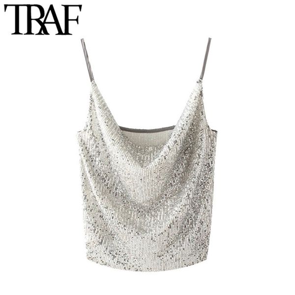 traf women fashion shiny sequin cropped tank vintage backless thin straps female camis mujer 210326, White
traf women fashion shiny sequin cropped tank vintage backless thin straps female camis mujer 210326, White