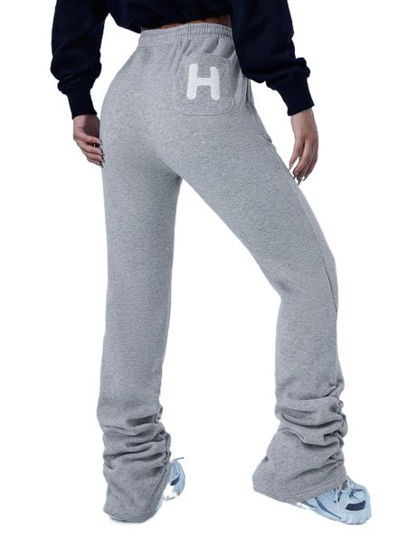 letter embroidery stacked sweatpants y3jq#, Black;white 
letter embroidery stacked sweatpants y3jq#, Black;white