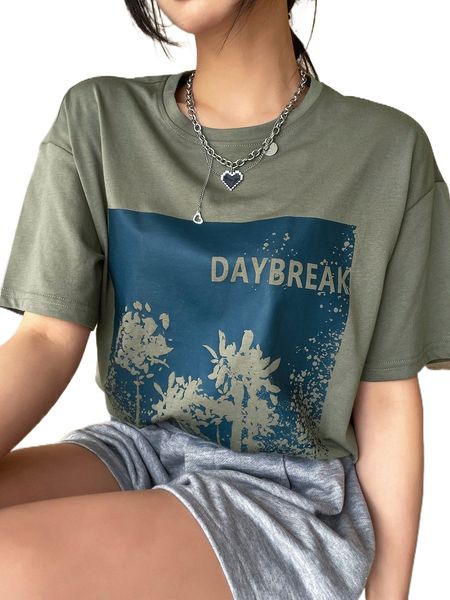 dazy tree & letter graphic drop shoulder tee s2lf#, White
dazy tree & letter graphic drop shoulder tee s2lf#, White