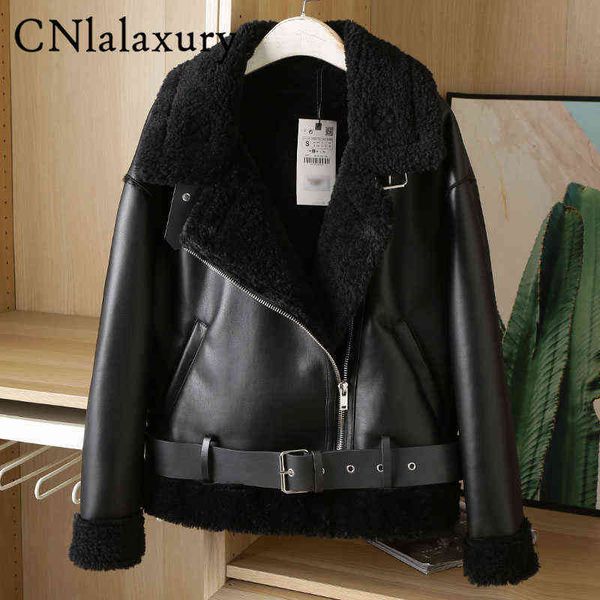 autumn winter thick black faux leather jacket women fashion zipper warm lambwool biker jacket female casual loose bomber runaway j220727
autumn winter thick black faux leather jacket women fashion zipper warm lambwool biker jacket female casual loose bomber runaway j220727