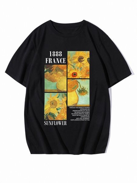 men sunflower & slogan graphic tee w7qd#, White;black
men sunflower & slogan graphic tee w7qd#, White;black