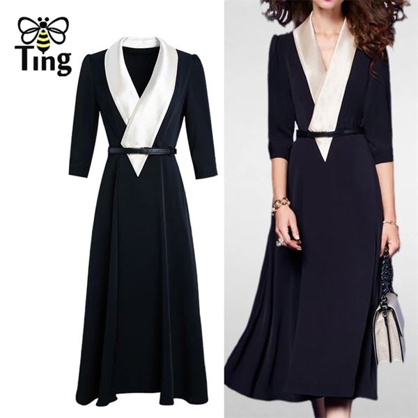 tingfly designer runway fasshion black midi long dresses v neck office elegant work dress vestidos plus size elbise za 220518, Black;gray
tingfly designer runway fasshion black midi long dresses v neck office elegant work dress vestidos plus size elbise za 220518, Black;gray