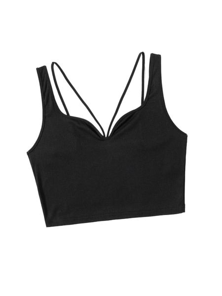 plus strappy yoke tank q94a#, Black